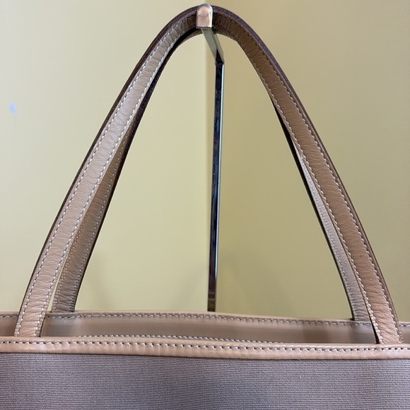Burberry Blue Label | Beige Tan Canvas Nova Check Detail Tote Bag Handbag - Picture 7 of 17